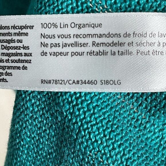 Eileen Fisher linen turquoise short sleeve‎ tunic top, size small - Picture 8 of 16